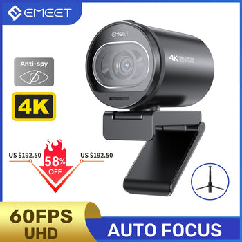 4K Webcam 1080P 60FPS Autofocus Streaming Web Camera EMEET S600 Living Stream Camera With Mics&amp;Privacy Cover for Tiktok/YouTube
